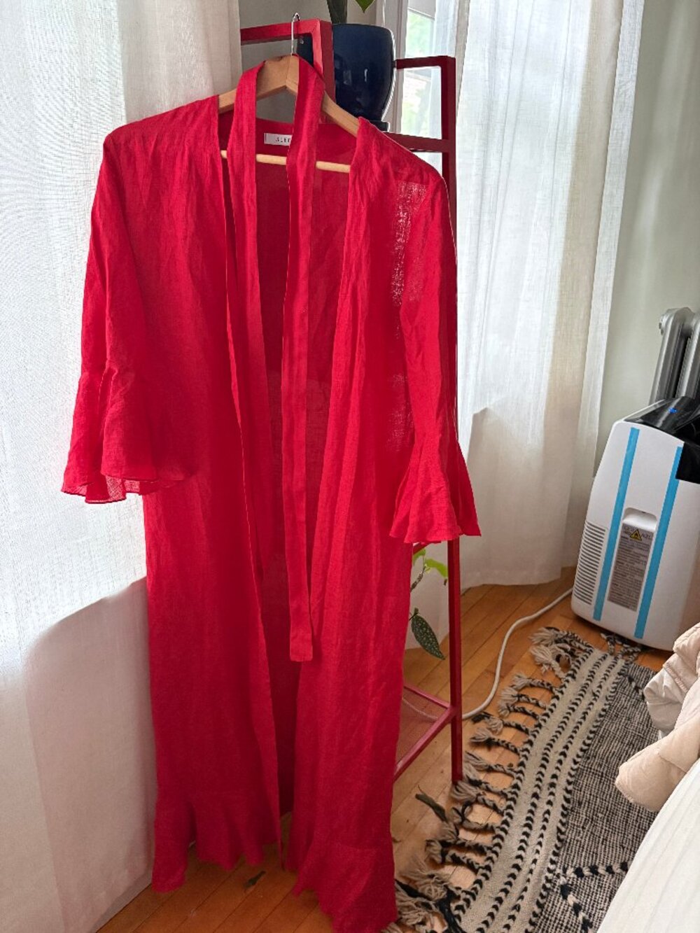 Sleeper 100% Linen Red Wrap Dress Never Worn Sz XS